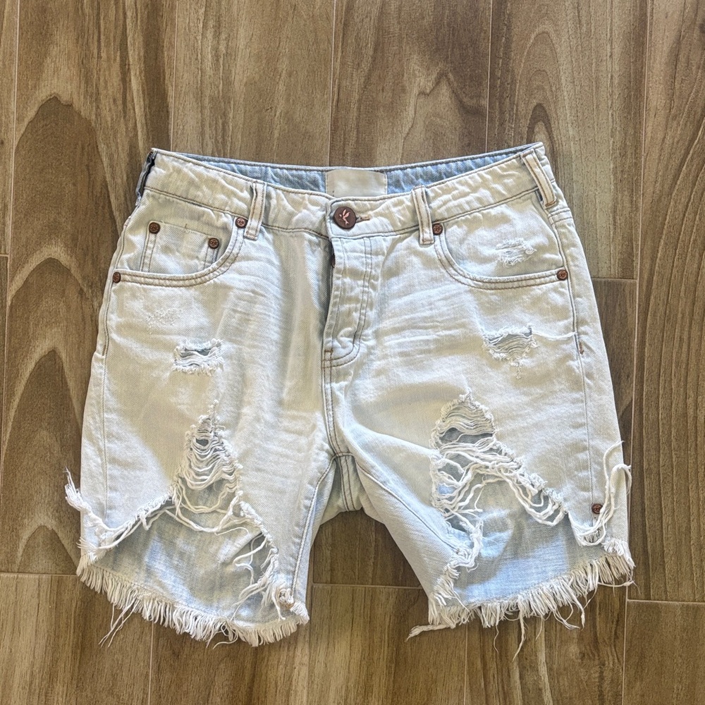 One Teaspoon Stevies Low Waist Waist Long Length Boyfriend Denim Shorts